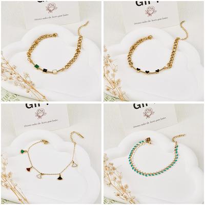 High-end Star & Moon Jewelry: Stainless Steel Beaded Clavicle Chain Bracelet