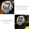 Multifunction Quartz Watches Mens Large Dial Fashion Tonneau Chronograph Watch Sports Silicone Strap,Date,Luminous