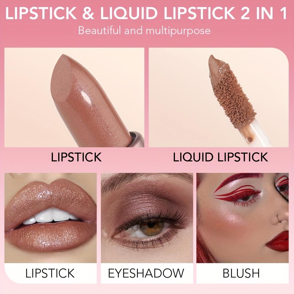 2-in-1 Non-Stick, Moisturizing Lipstick - Long-Lasting, Fade-Resistant Liquid Lip Color with A Glossy Finish Lipstick Gift for Women