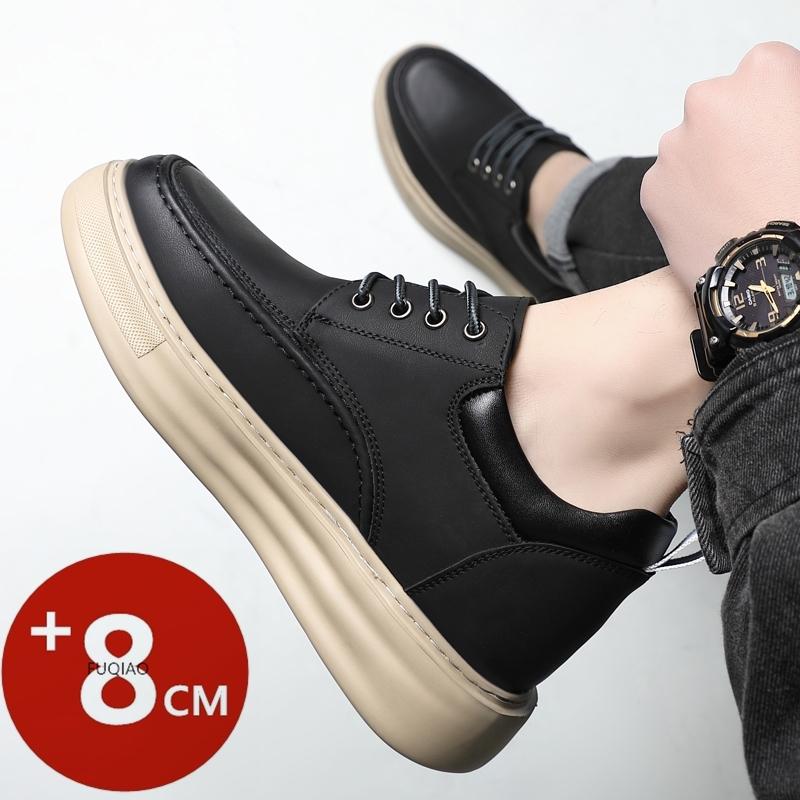 Scarpe con rialzo da uomo in vera pelle, solette per aumentare l'altezza 3/6/8CM, traspiranti, suola spessa, plateau, sneakers casual, scarpe da lavoro