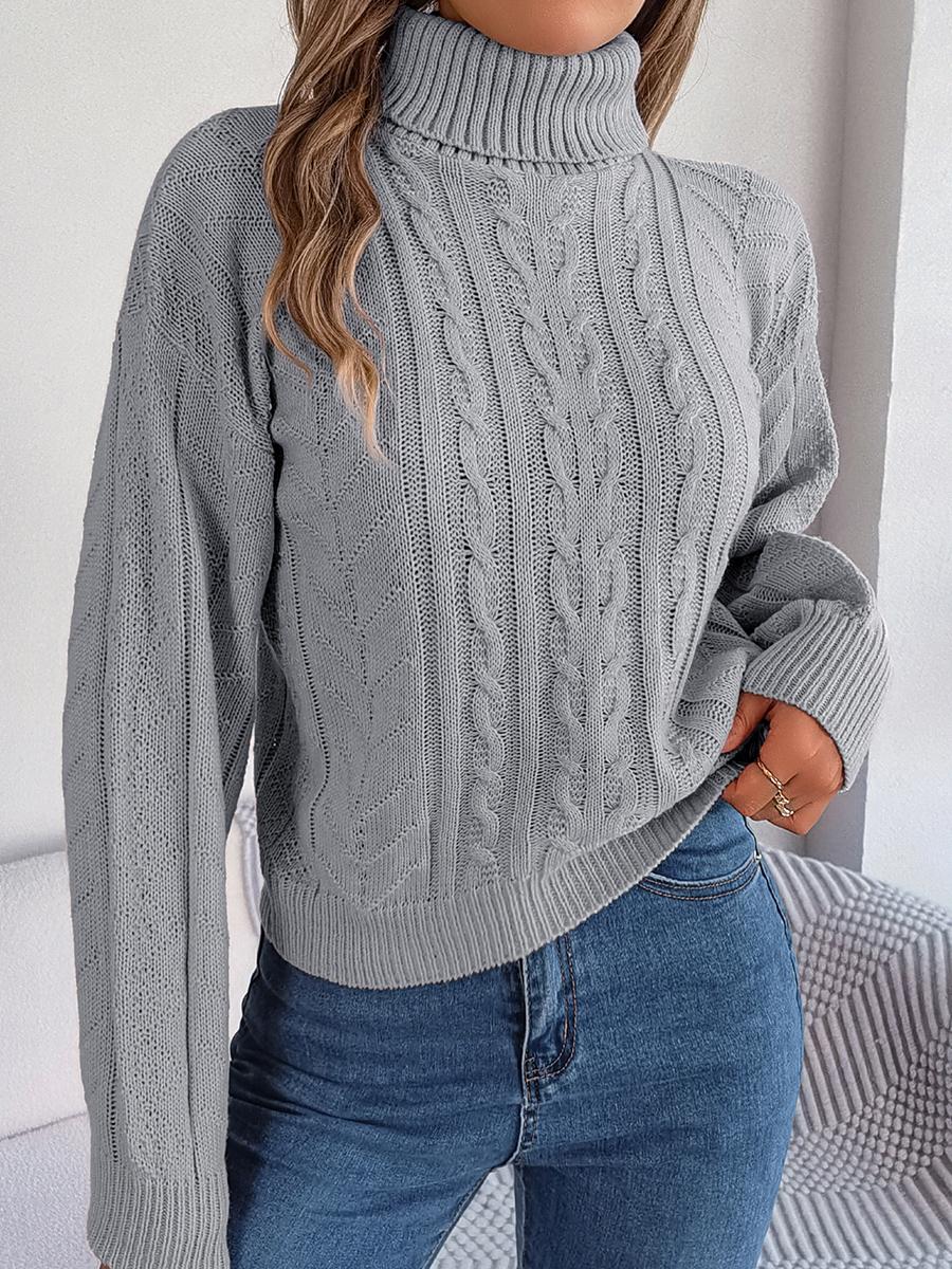 

Повседневный свитер, женская водолазка, вязаный пуловер с длинными рукавами и топом L серый