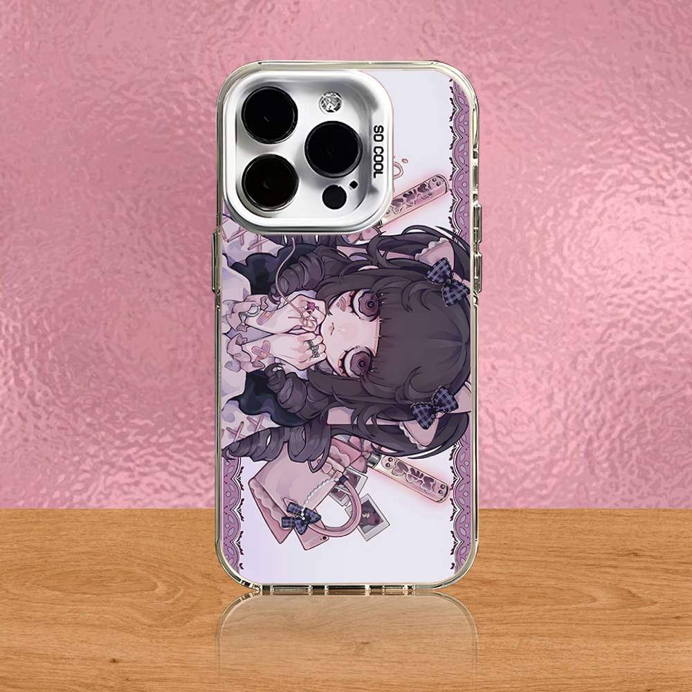 Jirai Kei Cute Girl Phone Case For iPhone 16,15,14,13,12,11,Pro,Max,Plus,Mini,SE Black White Matte Shockproof Cover
