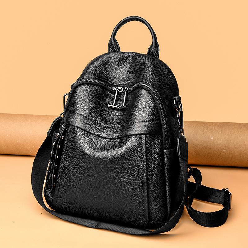 Leather women's bag first layer cowhide backpack new trendy fashion versatile large capacity backpack women