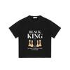 T-Shirt Nera Stampa Pezzo degli Scacchi Re Nero Il Pezzo Più Potente del Gioco Streetwear Casual per Uomo e Donna
