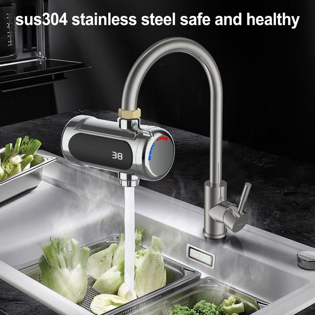 Electric Heating Faucet Instant Heating Faucet Water Heater Hot Cold Purpose With Adapter Gasket MultiFunction Water Heater