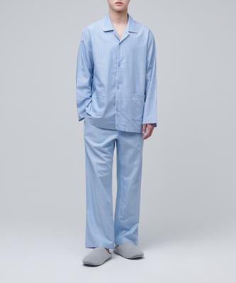 [Musinsa Standard] Baumwoll-Tencel-Pyjamaset [Himmelblaue Streifen] [Versand aus Korea] 100% Original