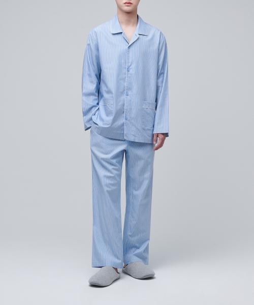 

[Musinsa Standard] Cotton Tencel Pajama Set [Sky Blue Stripe] [Shipped from Korea] 100% Authentic S
