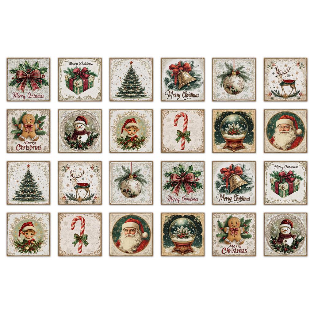 24pz Elementi Natalizi Classici Vintage Adesivi Piastrelle Ceramiche Bagno Cucina Soggiorno Autoadesivi Decorativi