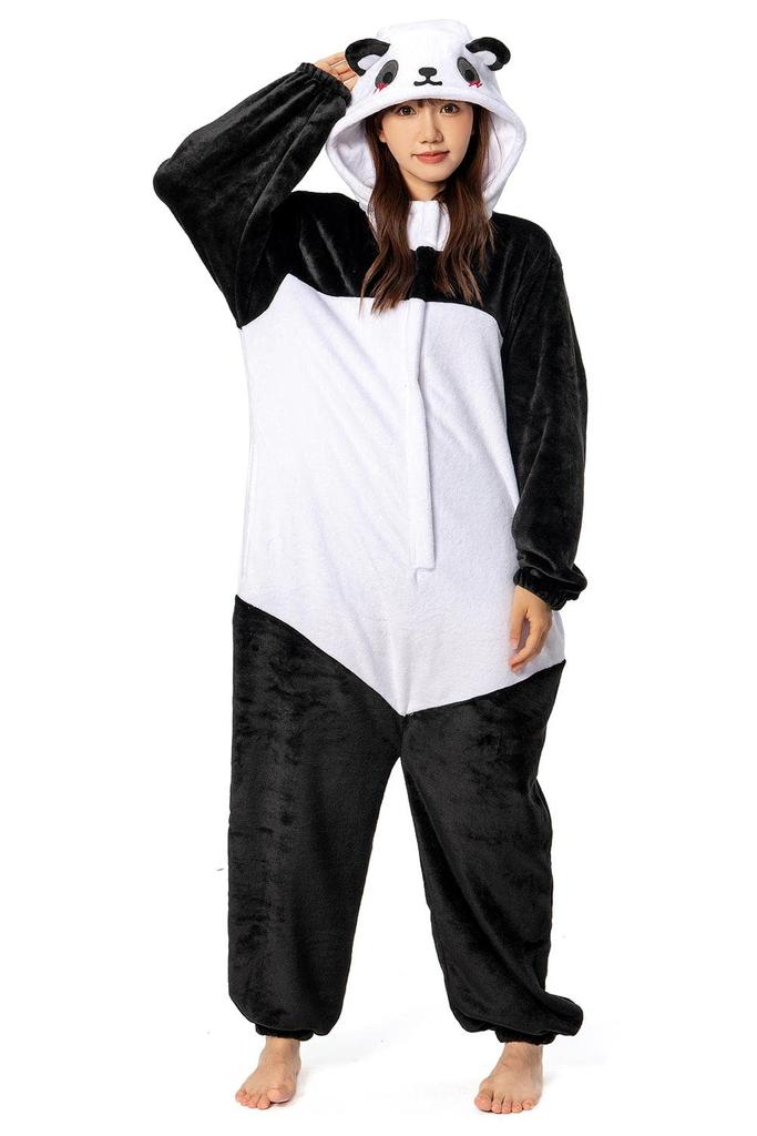 OLAOLA Panda Kigurumi Animal Costume for Fluffy Loungewear for Men and Warm Winter Cute Flannel Pajamas for Room Cold Unisex Pajamas, Adults, Women,