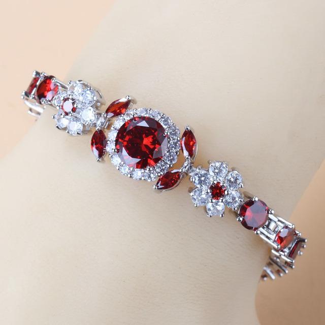 10-Colors   Dubai Bridal Jewelry Accessories Top Quality Red Garnet Wedding Italy Chain Link Bracelet For Women Gift