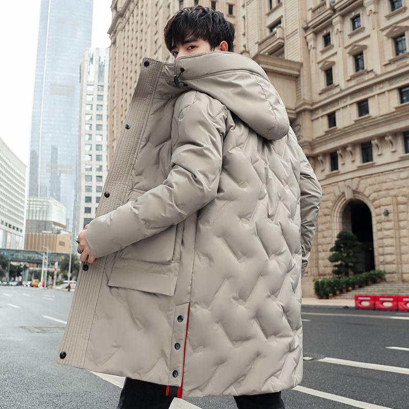 

Мужская куртка средней длины на пуху - Корейский тренд зимы 2025, Толстый пух белой утки, Стильная и теплая верхняя одежда 2XL [135-150 lbs] шампанского