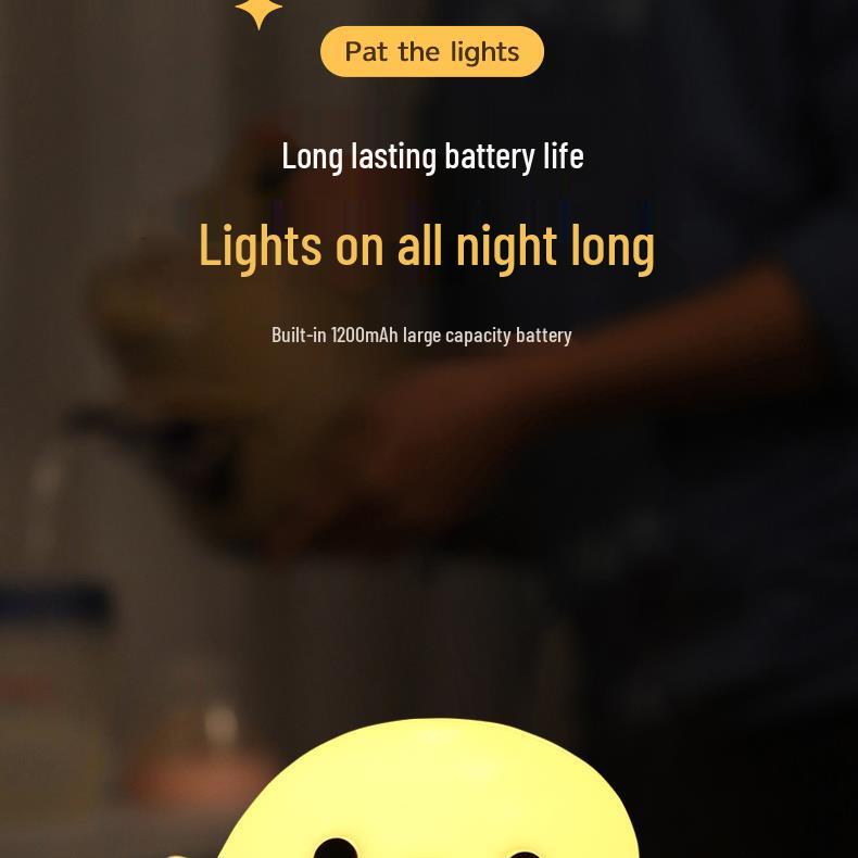Bean Duck Sleep Companion: Rechargeable Silicone Night Light for Kids - Tap & Portable Warm Bedside Lamp Atmosphere Light