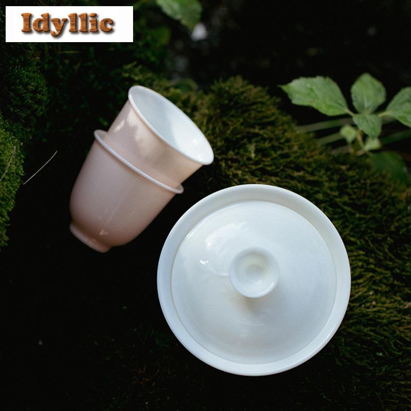 100ml Solid Color Thin Tire Gaiwan Boutique Tea Lid Set Tea Tureen Tea Bowl With Lid Kit Tea Maker Cover Bowl Tea Items Craft