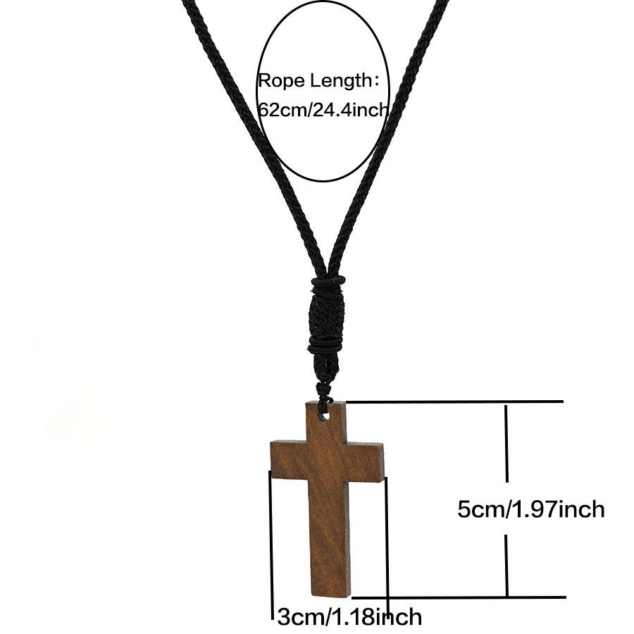 5 Styles Christian Jesus Cross Pendant Necklace Men Premium Selected Dark Brown Rope Chain Meditation Healing Neck Accessories