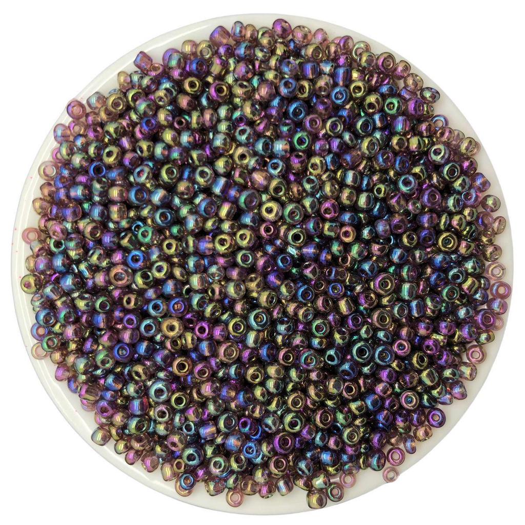 Solid Color 2/3/4mm Glass Seed Beads, Silver Lined, Dyed AB Cream, Round for Handmade Beading & Bracelets.