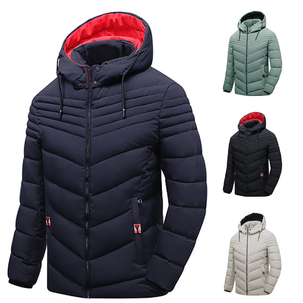 European And American Winter Men's Thick Cotton Padded Clothes Casual Hat Coat Cotton Padded Jacket