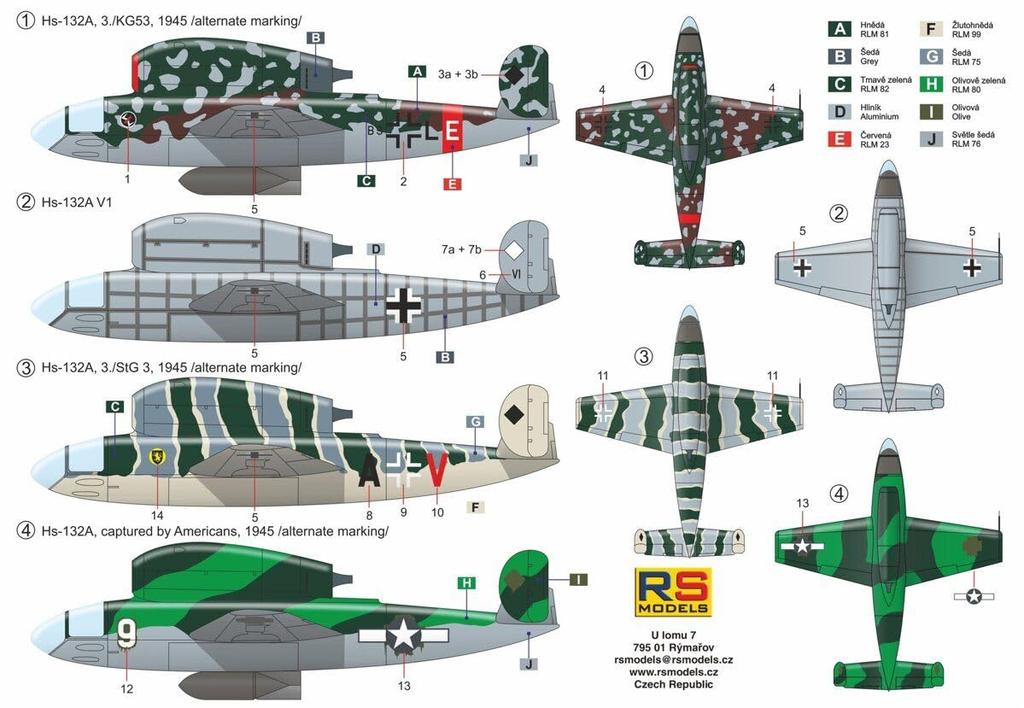 RS Model 1/72 Scale German Air Force Henschel Hs-132A Dive Bomber Plastic Model Kit 92266, Molded in Color