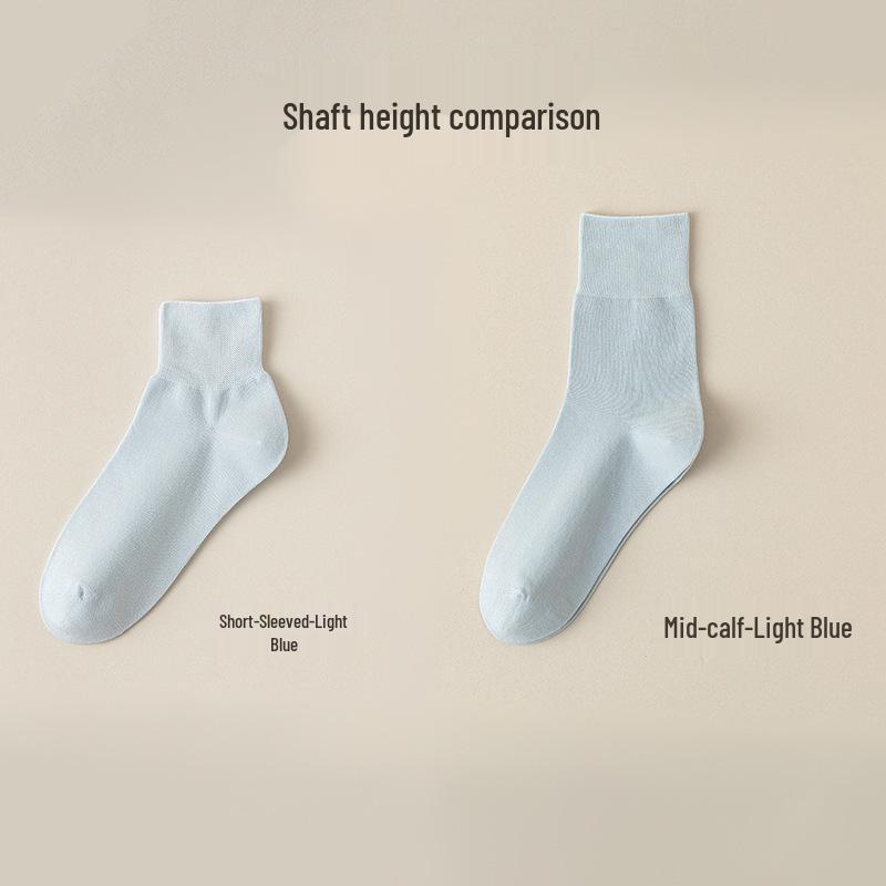 Zhuji Women's Antibacterial Mid-Calf Summer Socks - Breathable, Non-Binding, Early Autumn Style