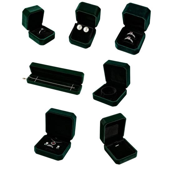 Velvet Jewelry Box, Dark Green Suede Flip Cover Hard Case, Scratch-Proof Shock-Proof Organizer, Jewelry Storage Box for Travel