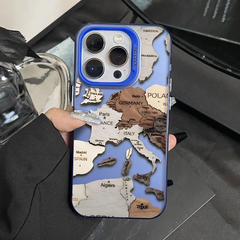 Personality Map Applies To Apple 16Pro Mobile Phone Case iPhone15 Color Silver 1413 Laser 12promax11xsm