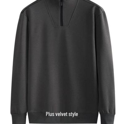 Felpa Uomo di Alta Gamma con Fodera in Pile e Mezza Zip - Manica Lunga, Colore Unito, Vestibilità Ampia, Top Casual