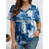 Fashion Women's V-Neck Short Sleeve 3D Casual Color Printing Casual Short Sleeve V-Neck T-Shirt