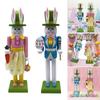 30.8cm Wooden Easters Bunnies Nutcrackers Figurine Ornament Rabbit Soldier Figure for Holiday Decoration Enthusiasts