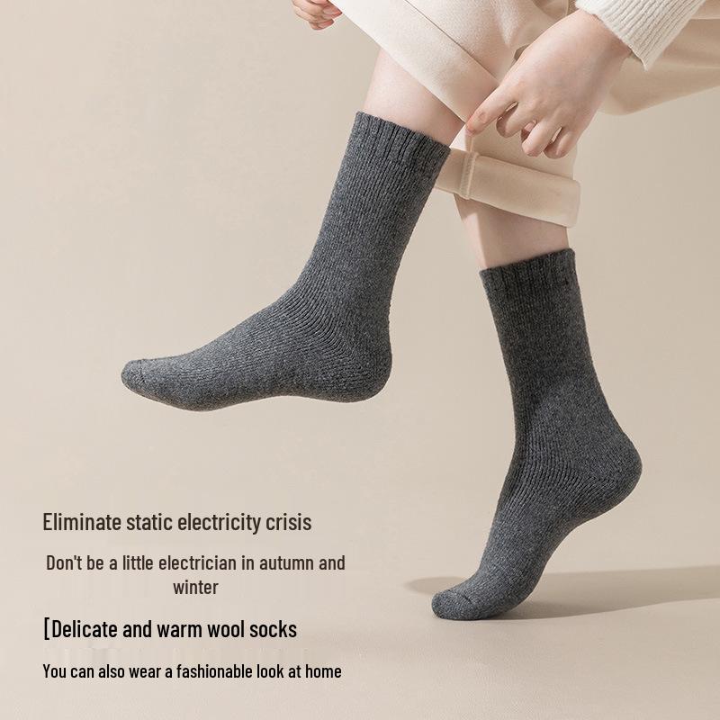 Extra Thick Fleece-Lined Wool Socks for Men & Women - Warm Mid-Calf Winter Socks
