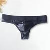 Men Club Panties Elasticity Contrast Color Quick Dry Glossy Surface Low Waist Clubwear Faux Leather Underwear Men Nightclub Thong Male Inner Wear