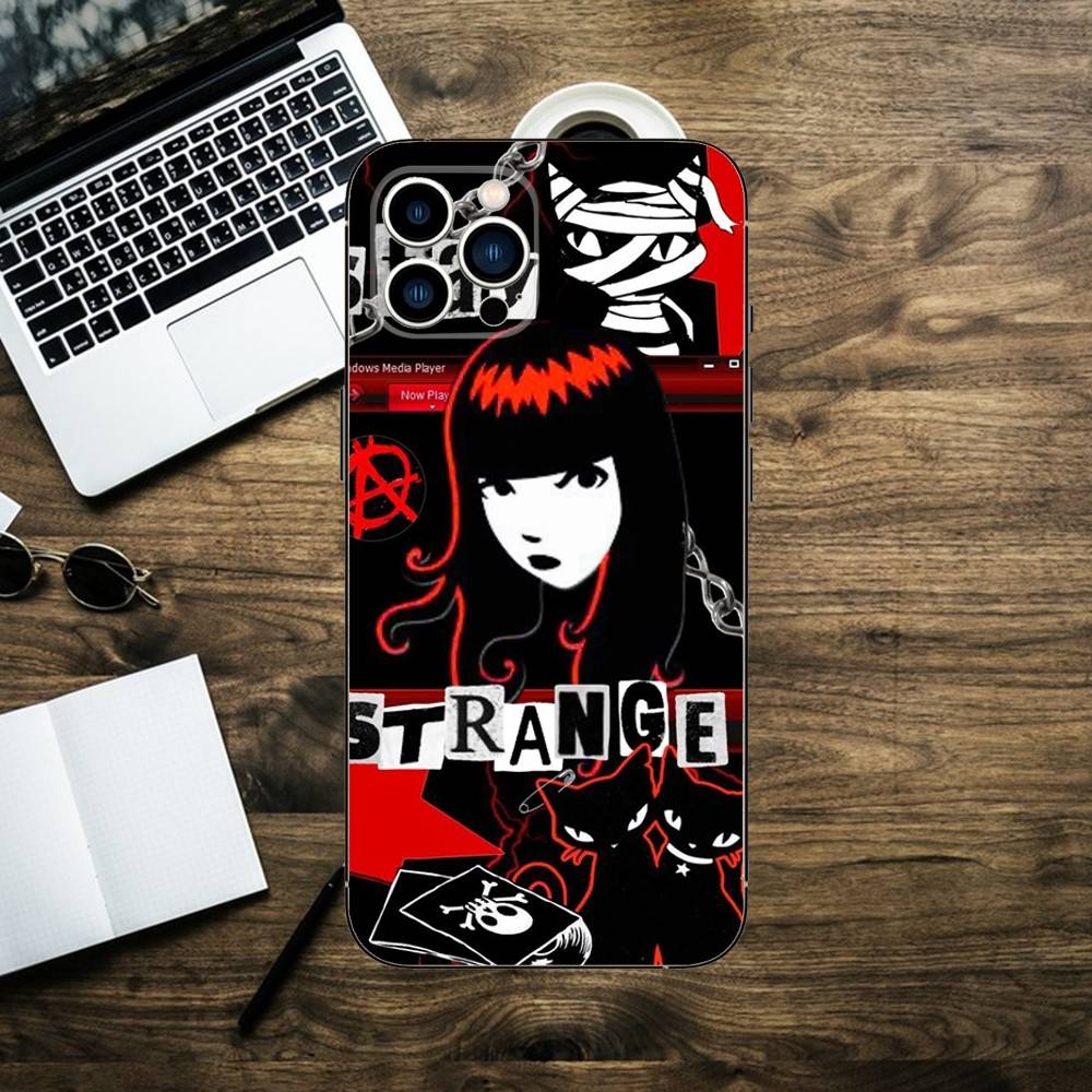 E-Emily The Strange Phone Case For iPhone 16,15,14,13,12,11,XS,XR,X,8,7,Pro,Max,Plus,mini Silicone Black Cover