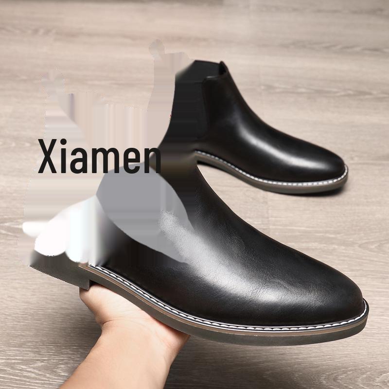 

Мужские высокие кожаные ботинки Martin в британском стиле — новая модная универсальная обувь большого размера на осень/зиму 39 чёрный