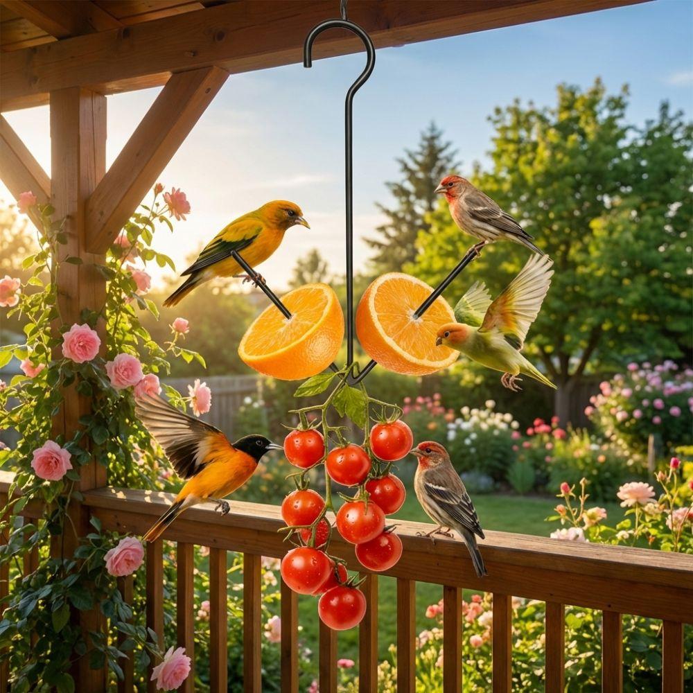 Metal Hummingbird Feeder Hanging Hook Pet Food Storage Rack Fruit Bird Feeder  Yard Porch