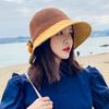 Sun hat large brim sun protection bucket hat foldable hollow splicing bow straw hat seaside vacation sun hat