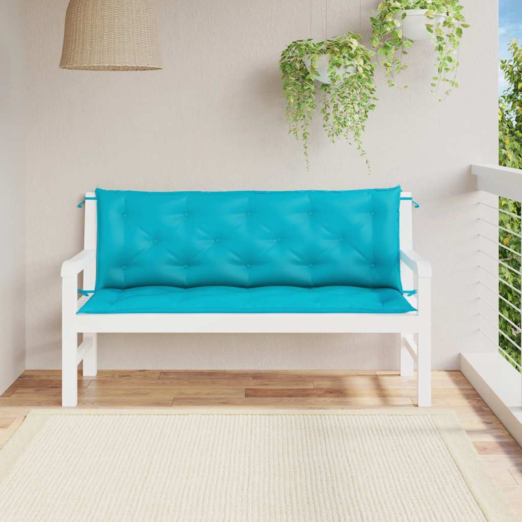 Cuscini per Panchina da Giardino 2 pz Turchese 150 x 50 x 7 cm Tessuto