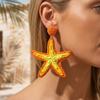 1 Paire Boucles d'Oreilles Femme Texture Raffia Fait Main Couleur Contrastante Style Marin Design Étoile Boucles d'Oreilles Pendantes Accessoires Polyvalents