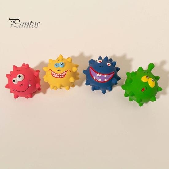 Unzerstörbares Kauspielzeug für Hunde, große Hunde, quietschender Dornball, Haustier-Latexspielzeug mit eingebautem Sound, Zahnpflege, lustiger Cartoon-Kauspielzeug