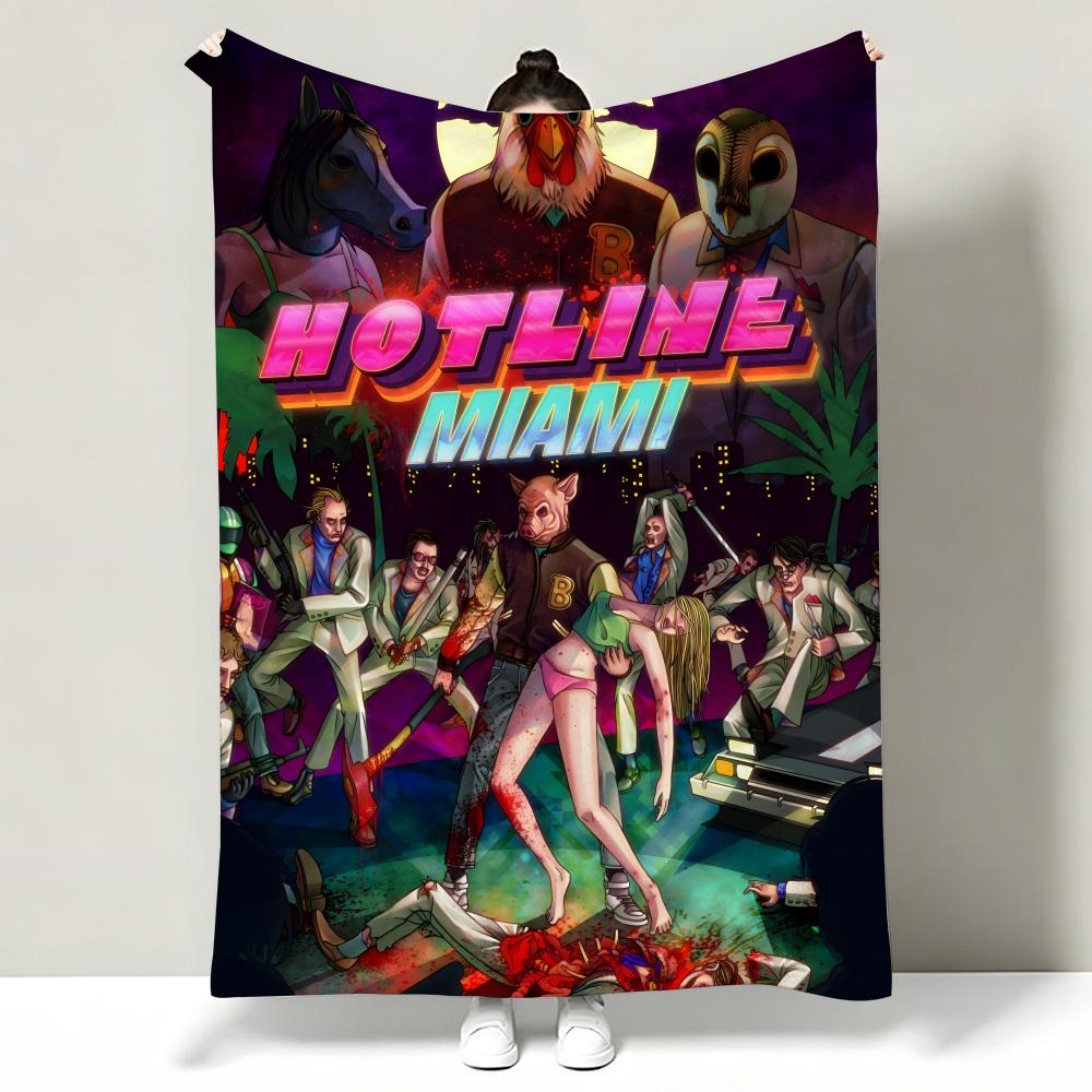 Game HHotline MMiami Throw Soft Warm Flannel Throw Blanket Multiuse for Sofa Bed Office Nap