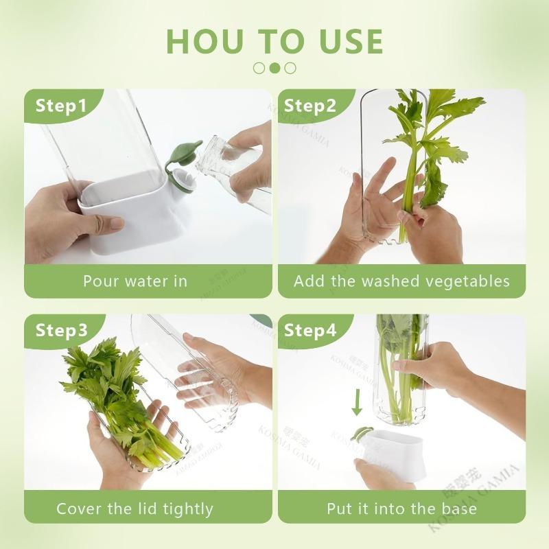 Kitchen Box Vegetable and Herb Crisper Freshness Extender Eco Friendly Material Container with Lid for Longer Lasting Produce