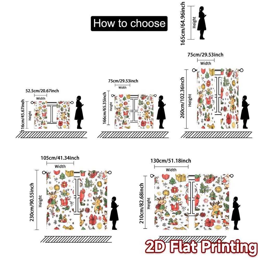 2pcs,Curtains Cute Santa Christmas_a (2) Minimalist Popular Curtains Durable 100% Polyester Fabric Curtains Outdoor Decorations
