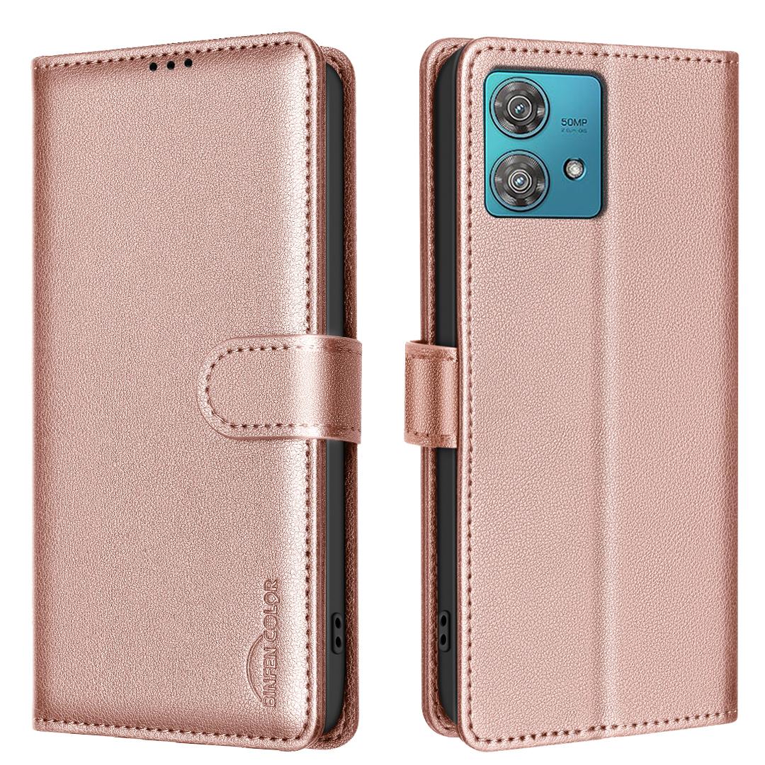 

BINFEN COLOR BF32 For Motorola Edge 40 Neo 5G Phone Case Litchi Texture RFID Blocking Leather Phone Cover C