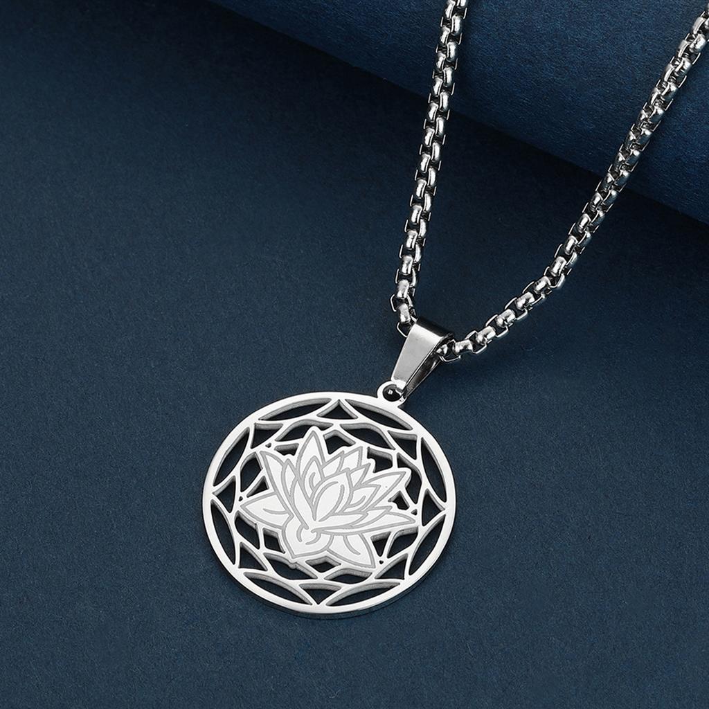 Kinitial Lotus Flower Pendant, Lotus Necklace Dainty Necklace For Women, Lotus Flower Jewelry, Lotus Jewelry,necklace
