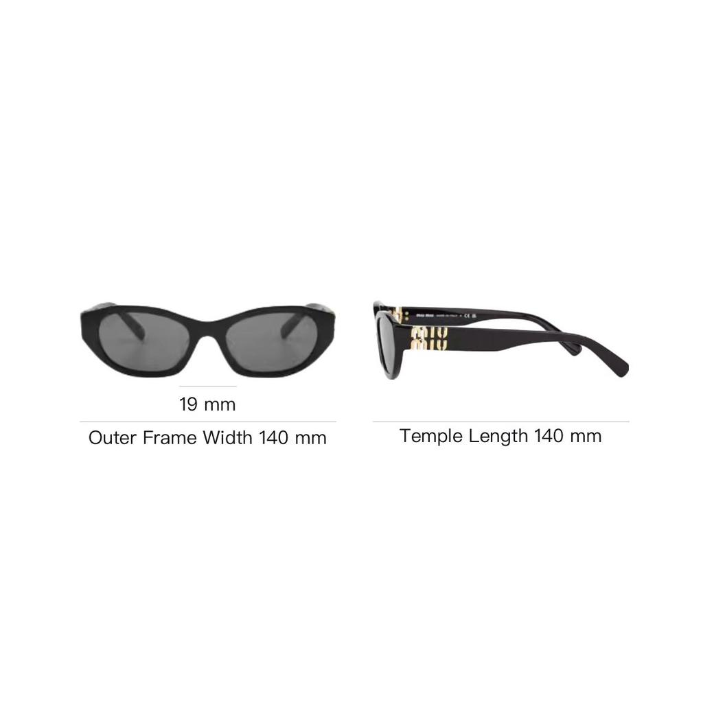 Miu Miu Logo Design Oval Sunglasses Unisex sunglasses Black SMUA03SF