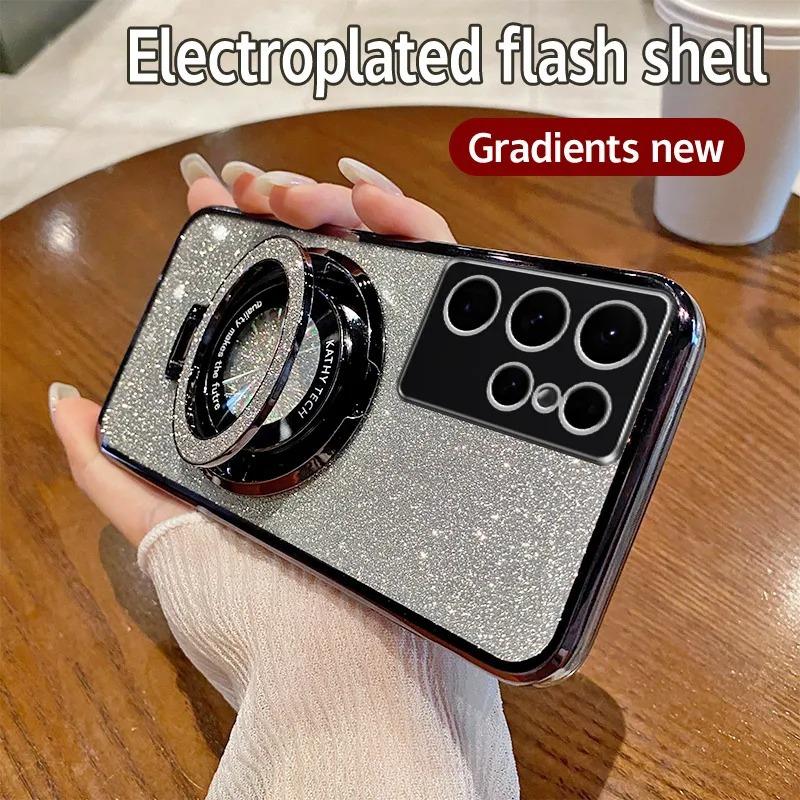 

Новый чехол для мобильного телефона Samsung S25 Магнитная присоска S24 Ultra Гальванизированный Прозрачный S23Plus Блестящий Подставка Защитная крышка Samsung M15/F15