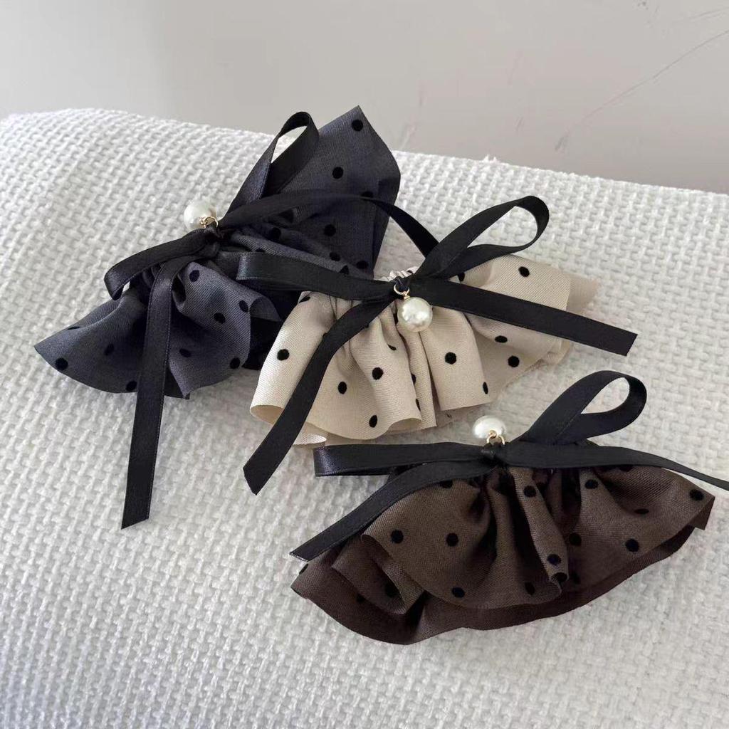Korean Polka Dot Bow Hair Clip - Elegant French Spring Headwear for Women