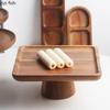 Solid Wood High Footed Dessert Plate Display Stand Cake Stand Bread Plates Dim Sum Dish Sushi Plate Fruit Plates Snack Bowl Tray