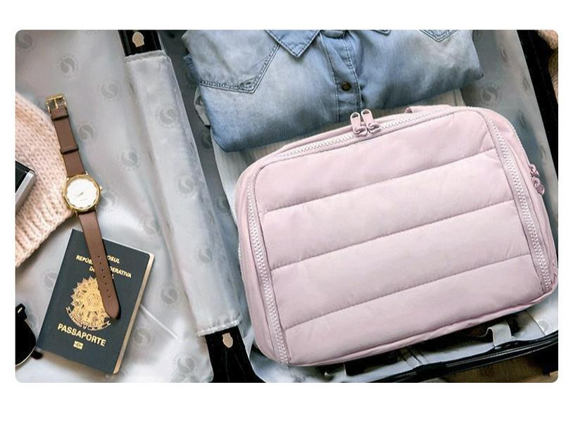 Lightweight Wide-Opening Handheld Makeup Bag – Stylish and Puffy Cosmetic Storage