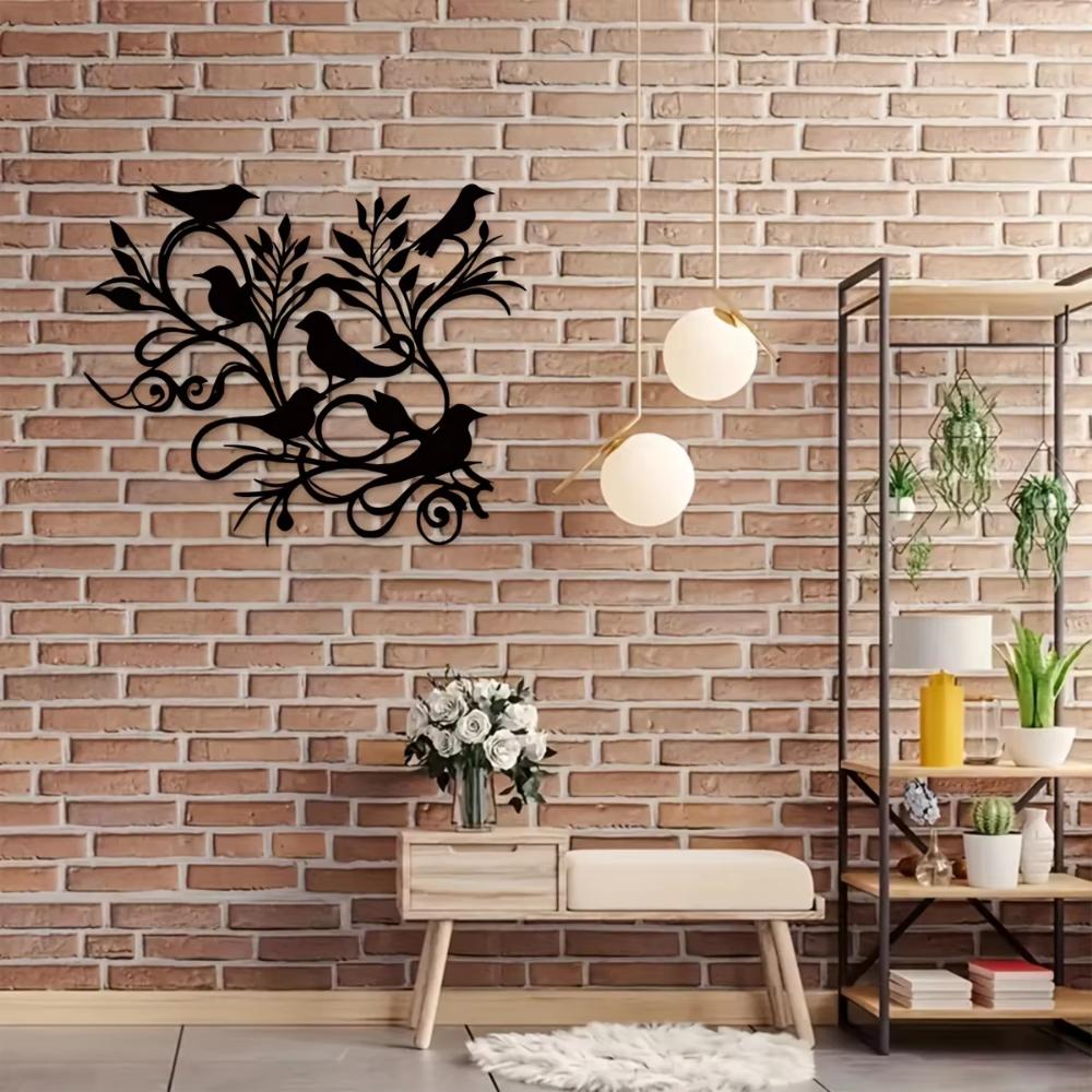 1 st Arabesque Fåglar På Gren Skylt, Metallväggkonst, Metallvägghängning, Unikt Hem, Heminredning, Lämplig För Att Dekorera Hus