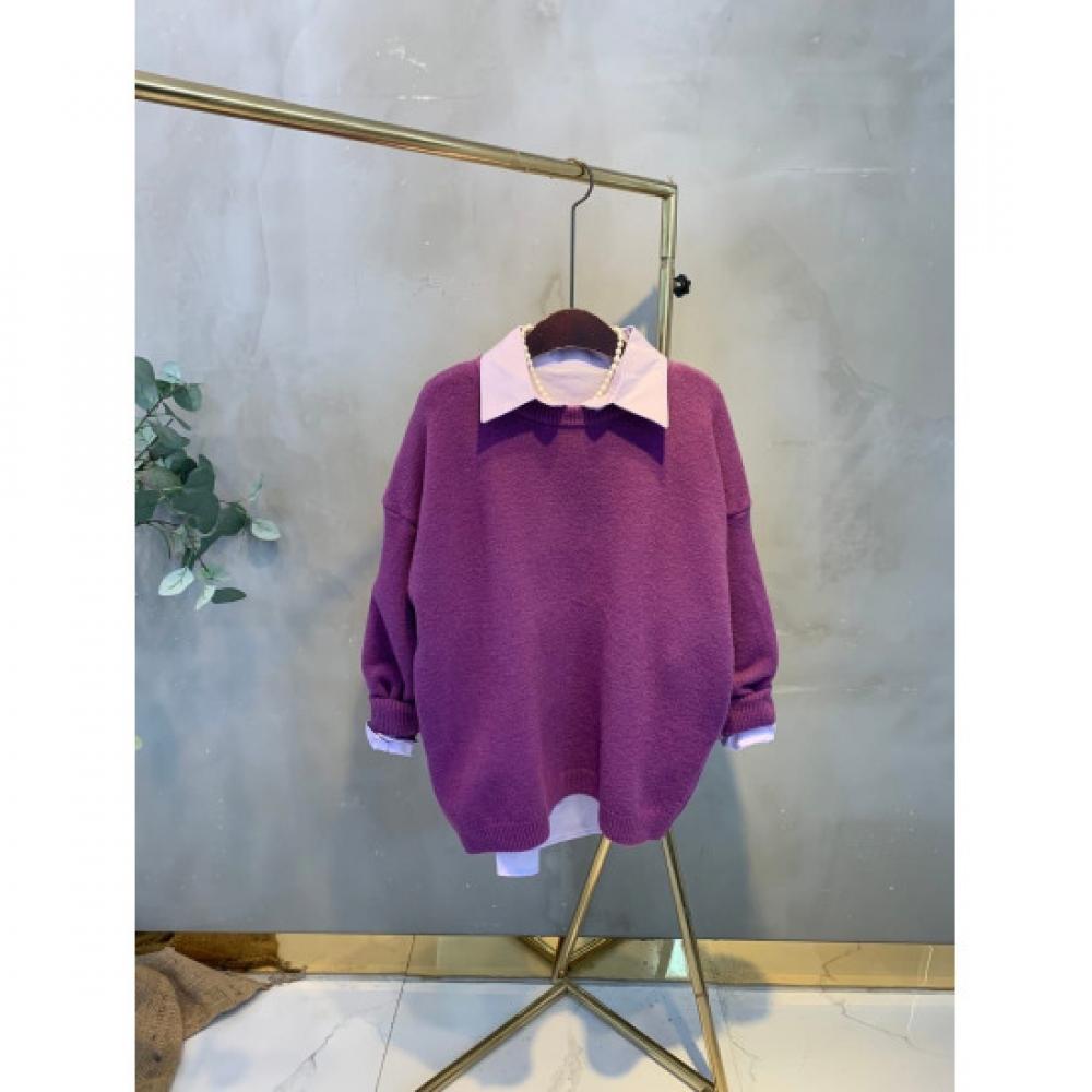 C S In The Room Women S baSiC Round neCk Knit aSymmetriCal Shirt Set