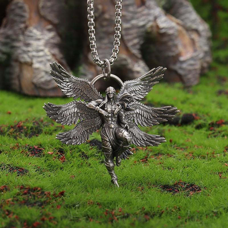 Personalized Retro Six Winged Angel Pendant Necklace