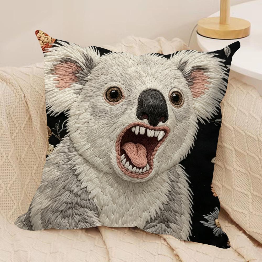 2D Scream Animals Retro Kissenbezug Seidiger Kurzer Plüsch Unsichtbarer Reißverschluss Staubdicht Sofakissenbezug Für Heimdekoration